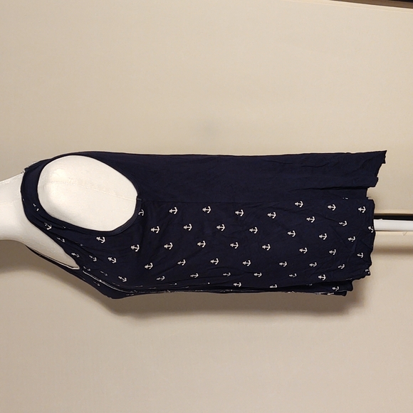 Nautical Edista Los Angeles Navy Blue Anchor Sleeveless Top - Sz. L - Picture 3 of 4